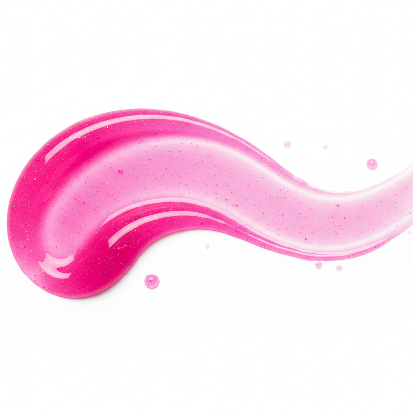 swipe of sheer fuchsia lipgloss