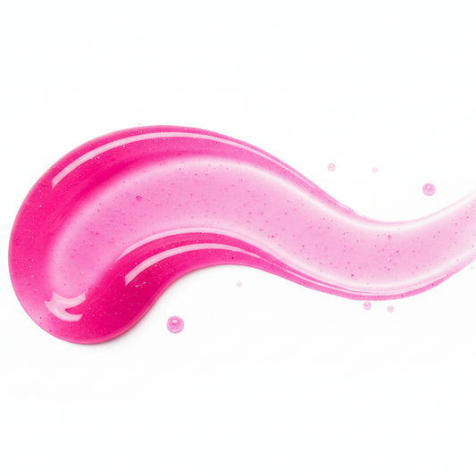 swipe of sheer fuchsia lipgloss
